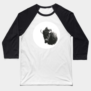 American Bison Spirit Animal Black and White Baseball T-Shirt